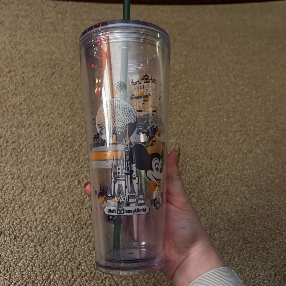 Disney Clear Tumbler with Green Straw